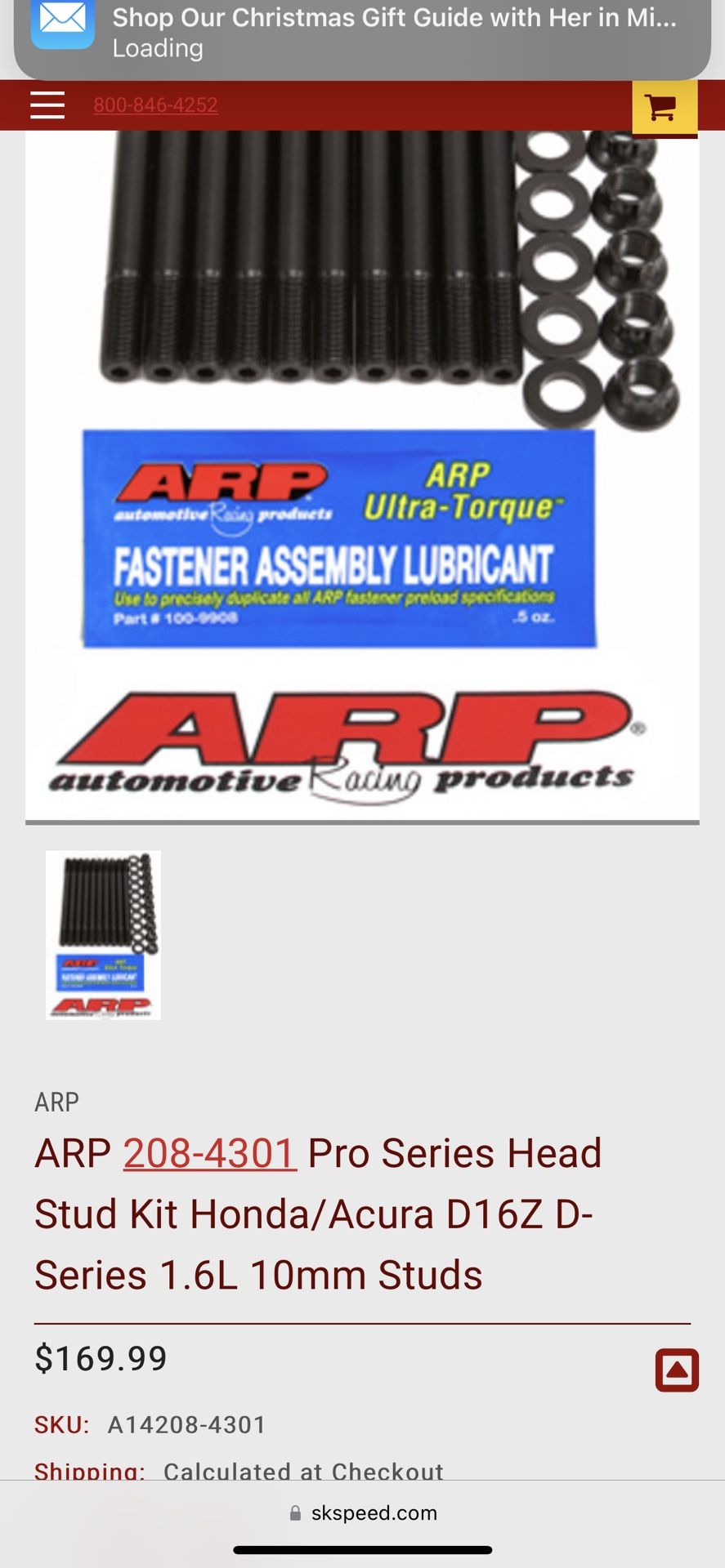 Honda D16 ARP Pro Series Head Stud Kit 10mm
