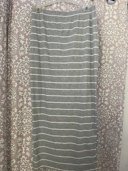 Grey/White Striped Maxi Skirt