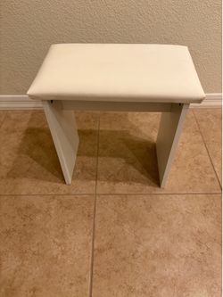 Small White Padded Vanity Stool