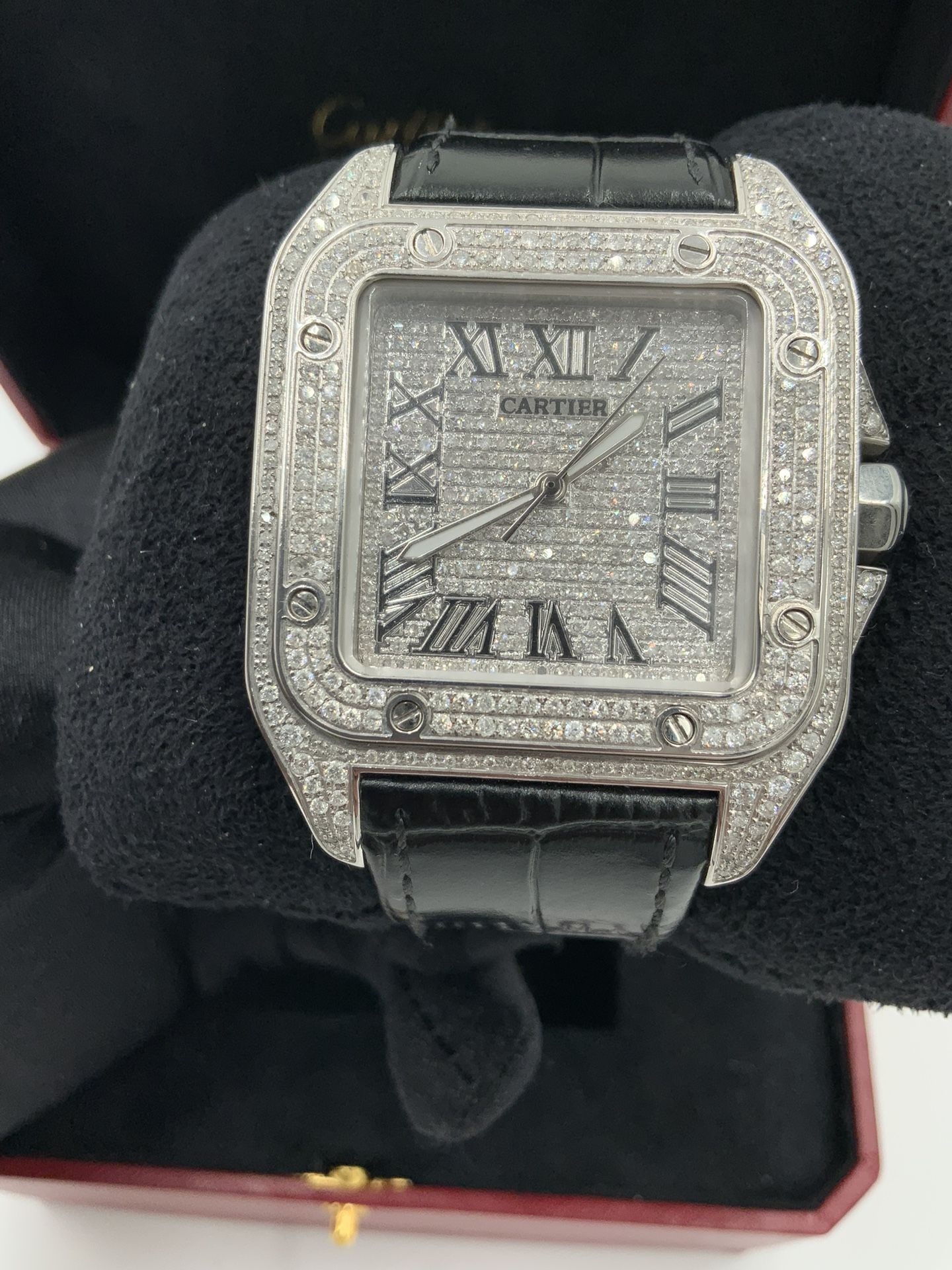 Cartier Santos XL stainless steel with fully bussdown VVS1 for Sale in ...