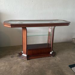 Wood And Glass Console Table  