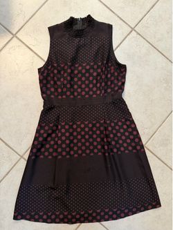 Who What Wear Black Purple Polka Dot Sleeveless Lined Dress  Large Fit & Flare