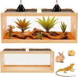52 Gallons 47" L x 16" W x 16" H Bearded Dragon Reptile Tank,Acrylic Sliding Door, Metal Mesh Top,