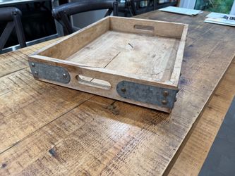 Rustic Wood and Galvanized Metal Serving Tray