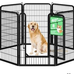 Dog Playpen, 40 Inch 8 Panels Heavy Duty Metal Pet Fence for Indoor Puppy Exercise Pen for RV Camping/Yard/Garden, Black