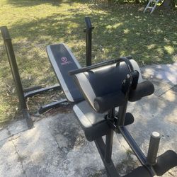 Bench Press, Leg Extension , Curl Bar Like New 