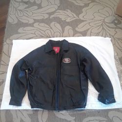 Men's Extra Large Genuine Black Leather 49ers Bomber Jacket
