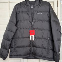 Eddie Bauer EB650 Hooded Down Puffer Jacket Black Men’s M (NWT)