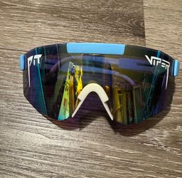 Pit Viper Blue & White Mirrored Sunglasses