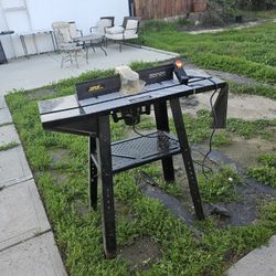 Router Table With Multiple Router Heads And Compressed Air Nail Gun