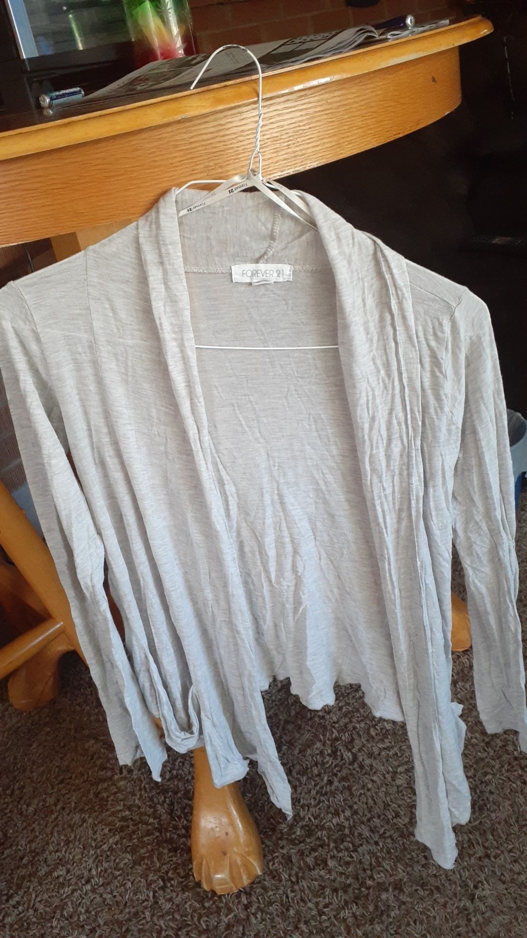 Forever 21 Shawl Cover Up Light Grey Size Medium