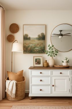 Farmhouse Charm: Solid Wood Dresser with Original Wood Hardware