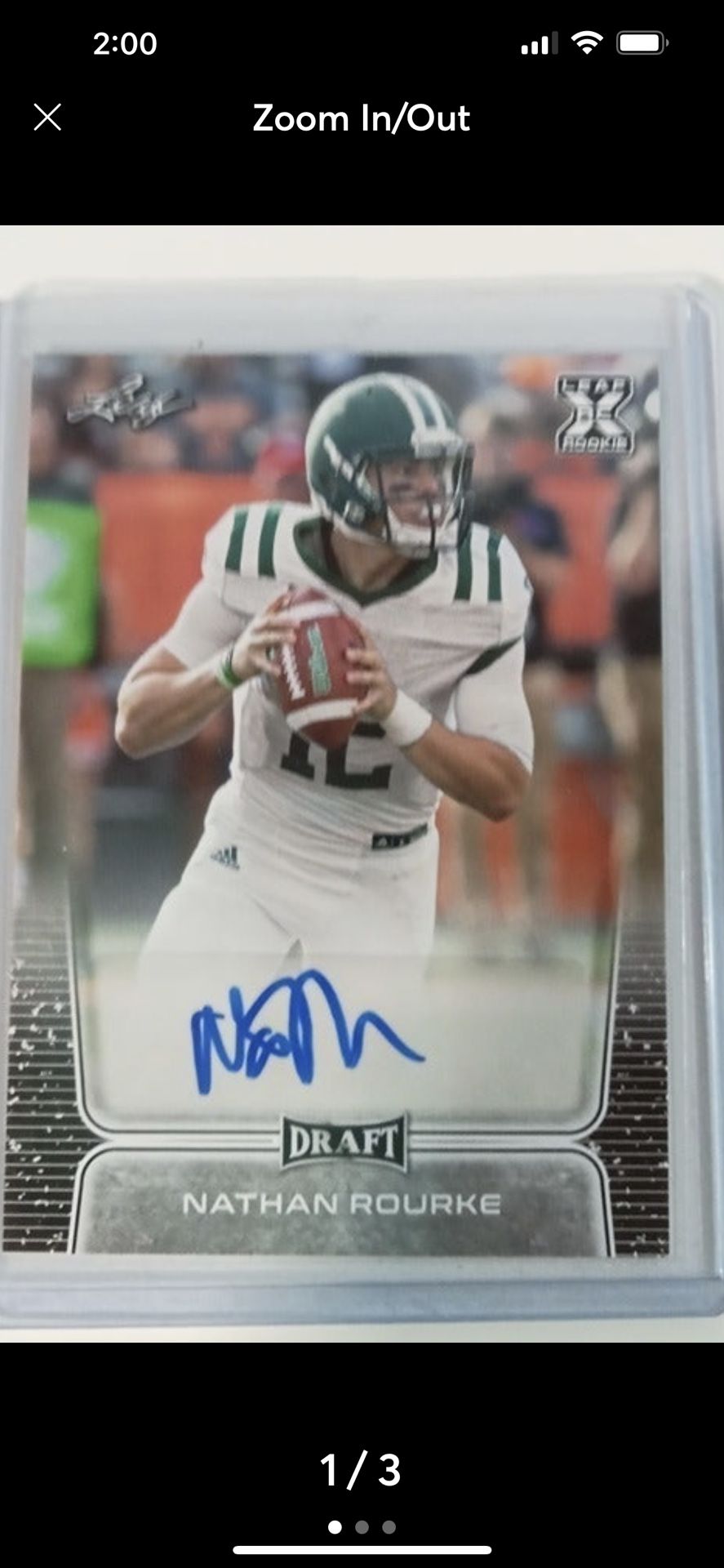 Leaf Nathan Rourke Autographed Rookie Card
