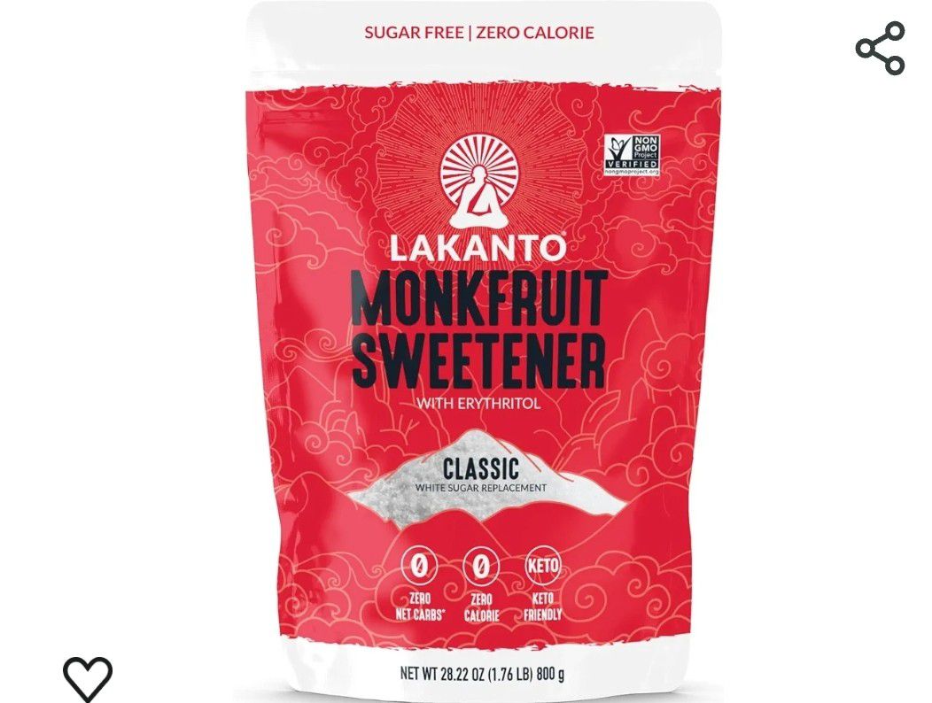 
Lakanto Classic Monk Fruit Sweetener with Erythritol - White Sugar Substitute, Zero Calorie, Keto Diet Friendly, Zero Net Carbs, Baking, Extract, Sug