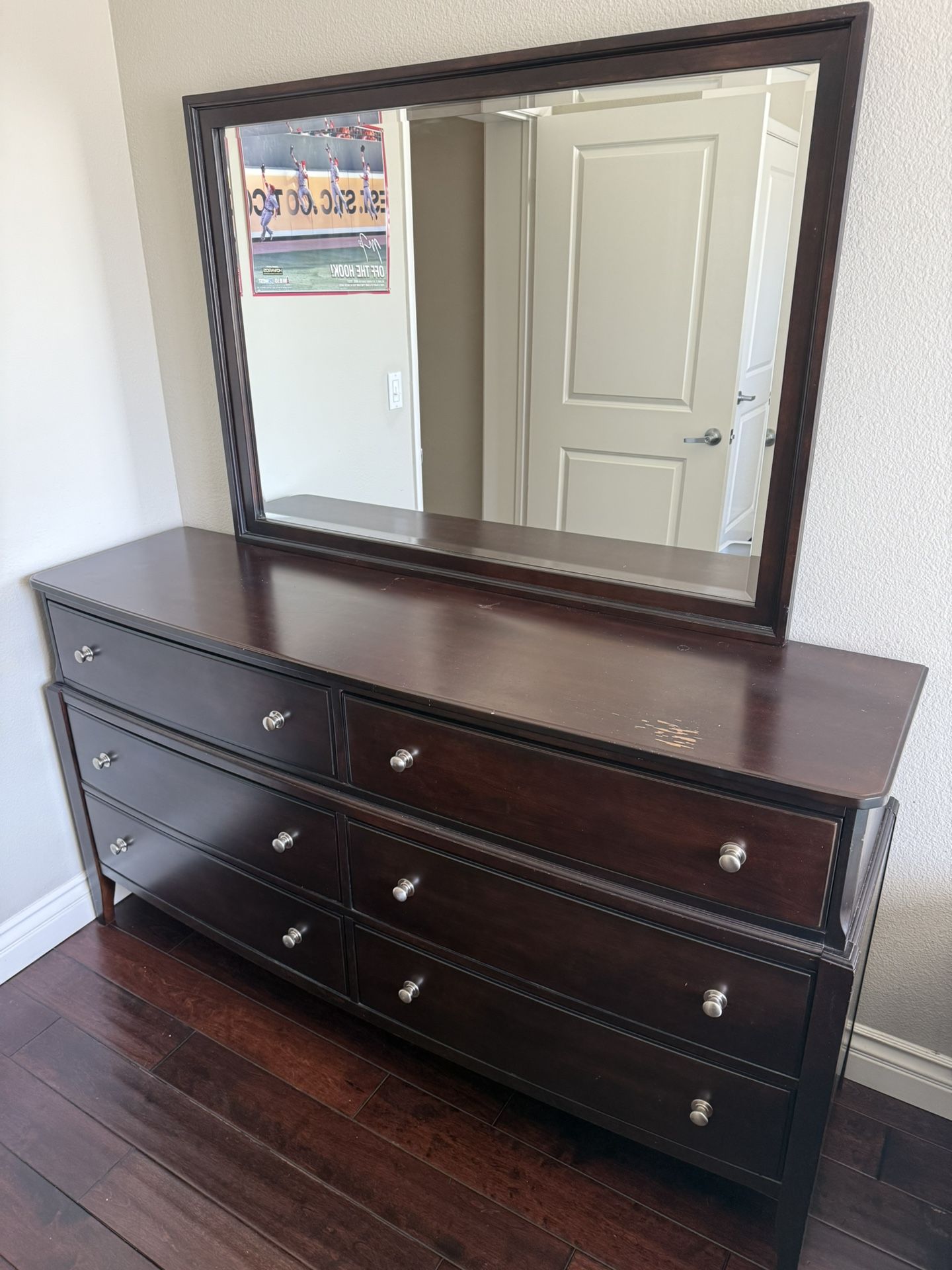6 Dresser Drawer Mirrored Wardrobe