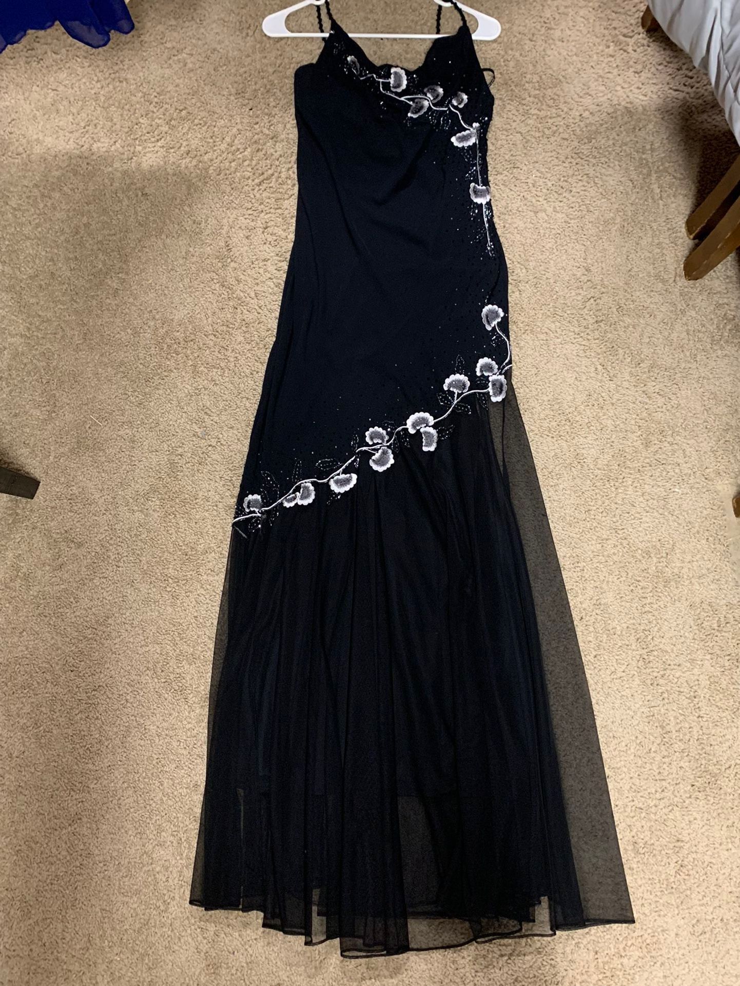 Long Black & Silver Design Dress
