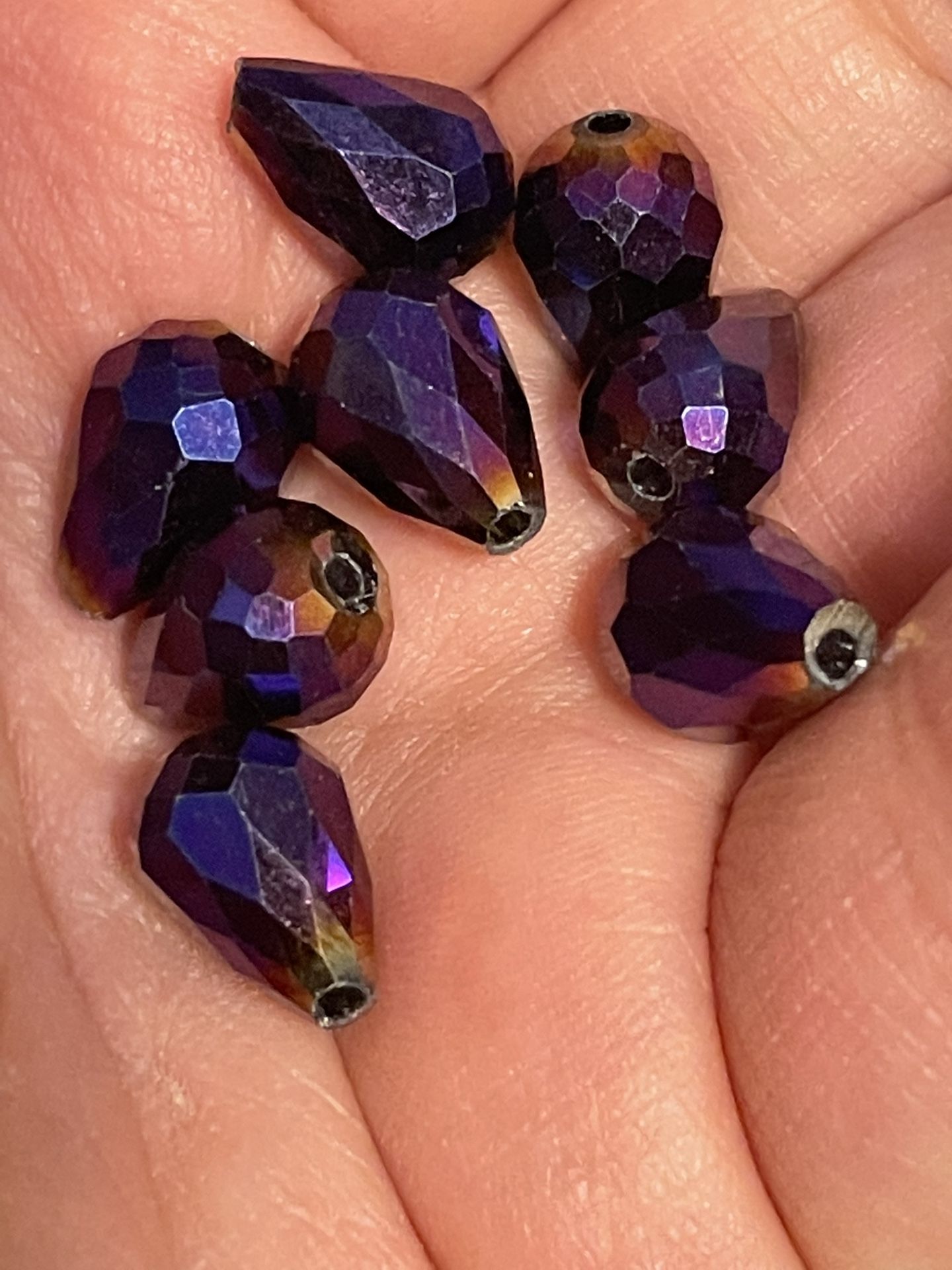 25 Purple Metalic Coated Quartz Beads 