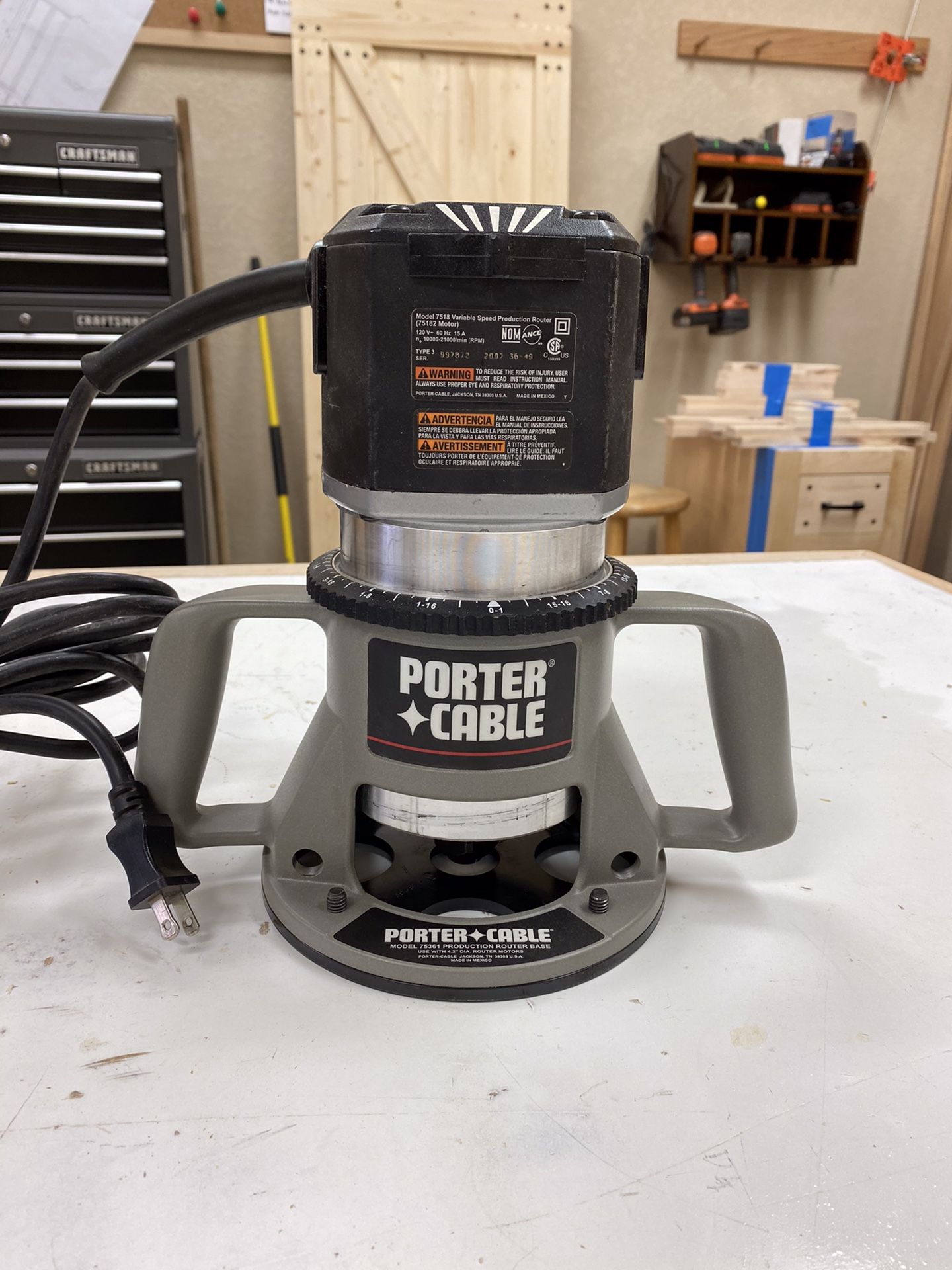 Porter Cable 7518 Speedmatic 3 1/4 Peak HP FiveSpeed Router for Sale