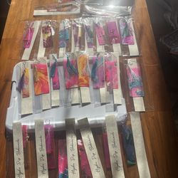 Handmade hydro dipped bookmarks