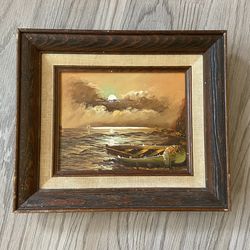 Row Boat In The Sunset Framed Art