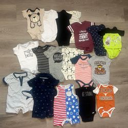 3–6M Baby Boy Clothing Bundle (21 Pieces) | Burt’s Bees, Gerber, Cat & Jack, Carters | 4th Of July Outfit