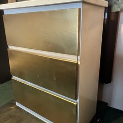 ✅$$275- tall not short pine dresser . White colored with gold drawers  complete and in working order. (freshly painted recently)   It is 3'4" tall by 