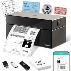 ORGBRO Bluetooth Thermal Shipping Label Printer, Z1-Plus Wireless 4X6 Shipping Label Printer for Small Business Office or Home Support iPhone Android 