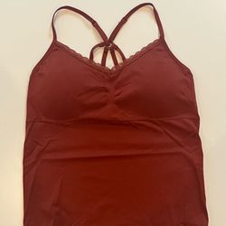 Dark Burnt Orange Lace Tank Top