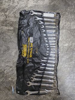 22 Piece Vintage PITTSBURGH Chrome Vanadium Metric / SAE Wrench set 1/4-7/8 6-19