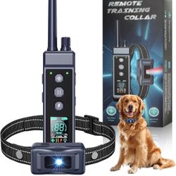 Dogs - 4265ft Waterproof Training Collar with Flashing Light for Small Medium Large Dogs with Rechargeable Remote, Beep (1-8), Vibration(1-16), Safe S