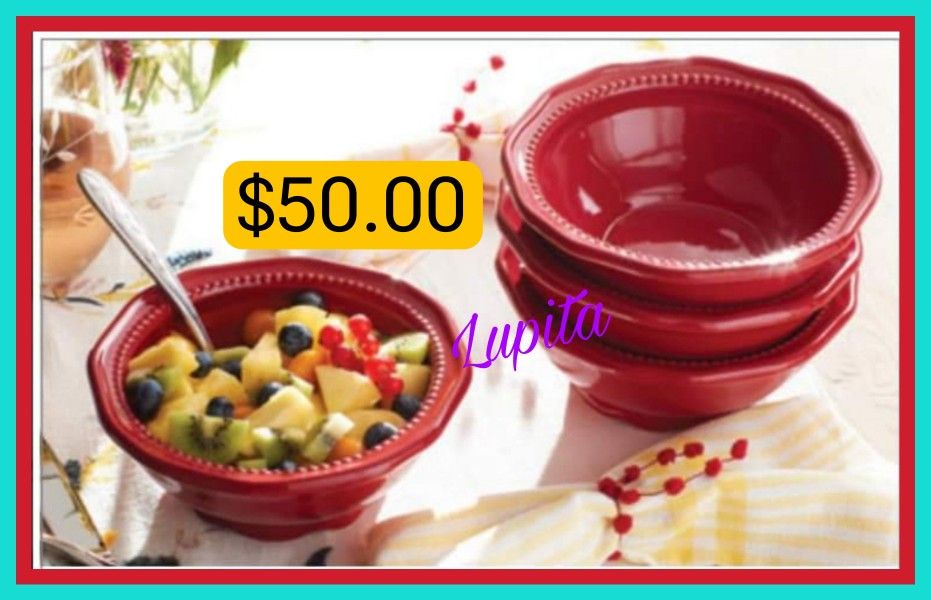 Princess House Pavillion Berry Soup Bowls 6618