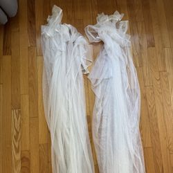 Two White Sheer Light Filtering Lace Privacy Curtains For Curtain Rods