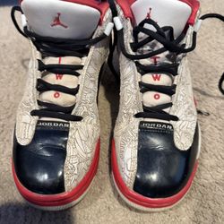 Air Jordan Shoes Youth Size 5Y White Black Dub Zero Patent Laser 311047-116