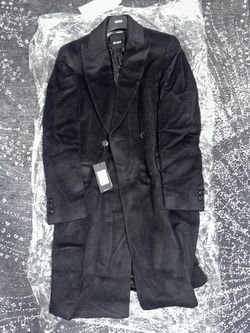 Hugo Boss Alpaca-Blend Mens Coat with Double-Breasted Front Black Size 40R Medium $899 Retail