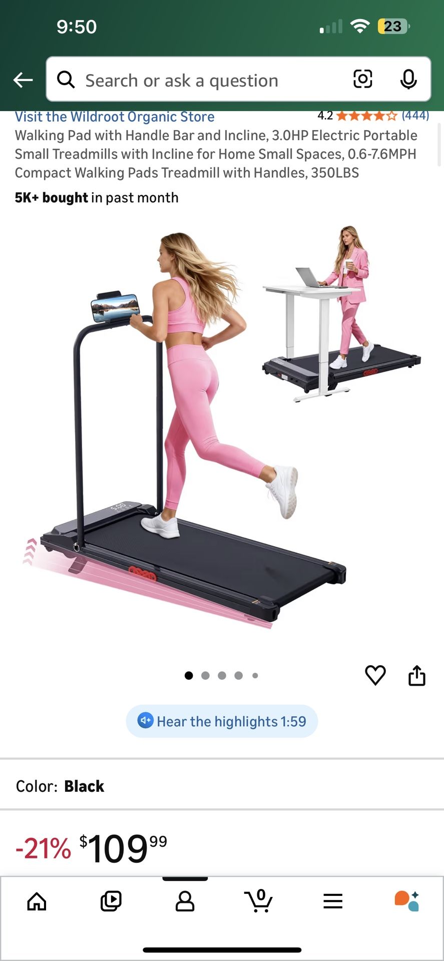 Walking Pad with Handle Bar and Incline, 3.0HP Electric Portable Small Treadmills with Incline for Home Small Spaces, 0.6-7.6MPH Compact Walking Pads