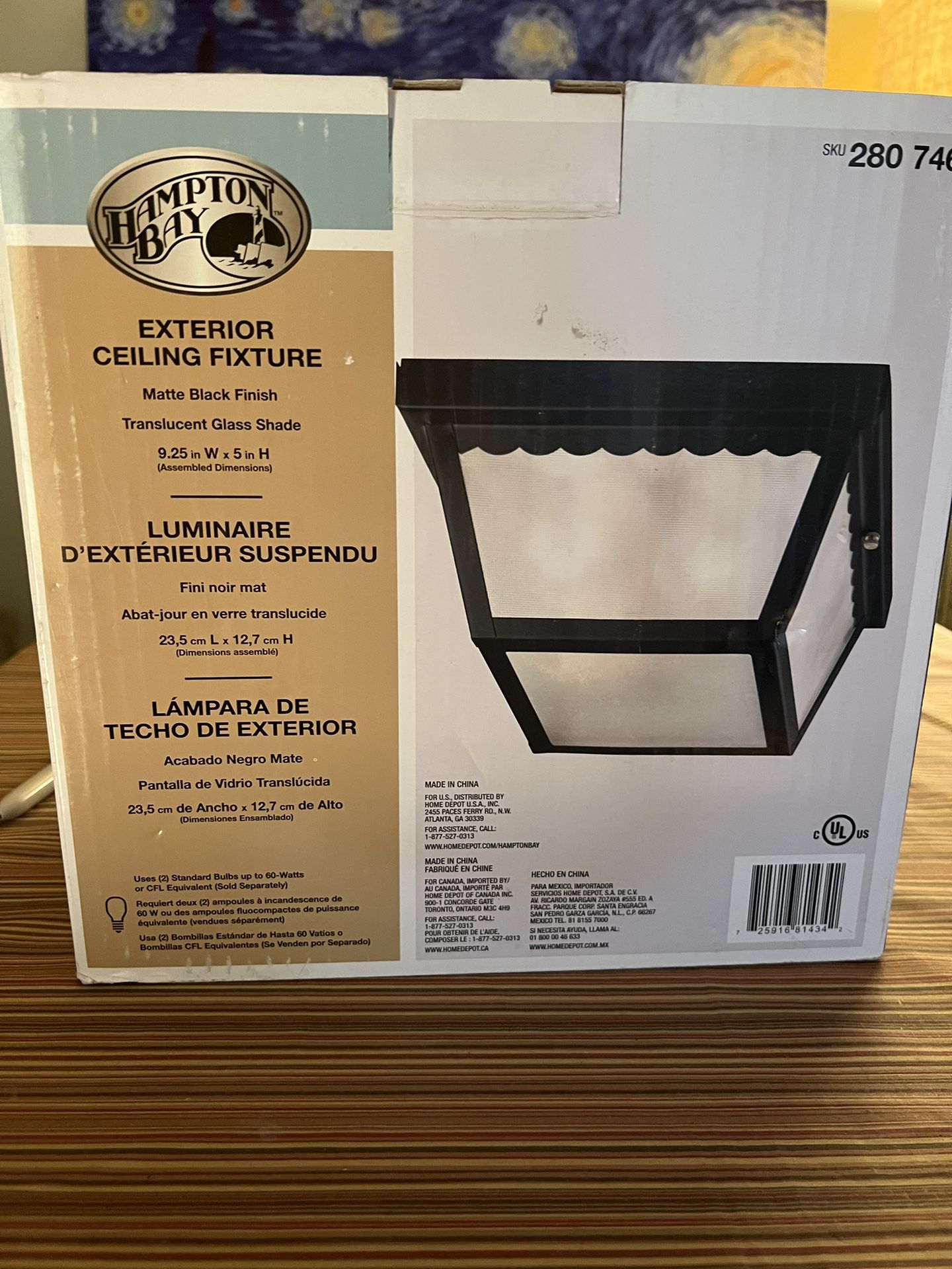 Exterior Ceiling Light Black Matte - New In Box