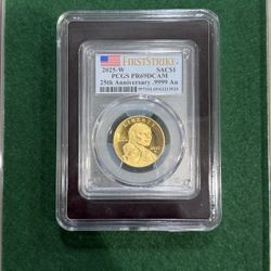 2025 W 25th Anniversary Gold Sacagawea Dollar 