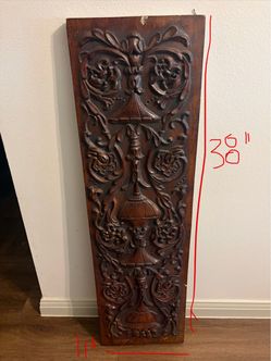 Antique hand carved wooden panel