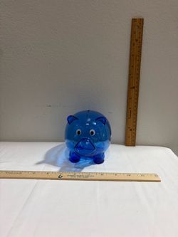 Frost Bank Clear Blue Piggy Plastic Coin Bank (1) Total