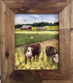 Curious Cows 8x10 Original oil painting