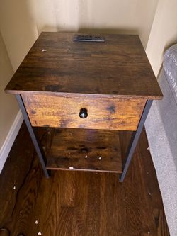 Rustic Nightstand with Charging Station & USB Ports – End Table