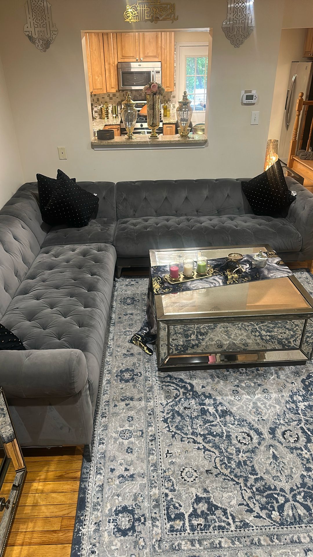 3piece Grey Suede Couch Good Condition