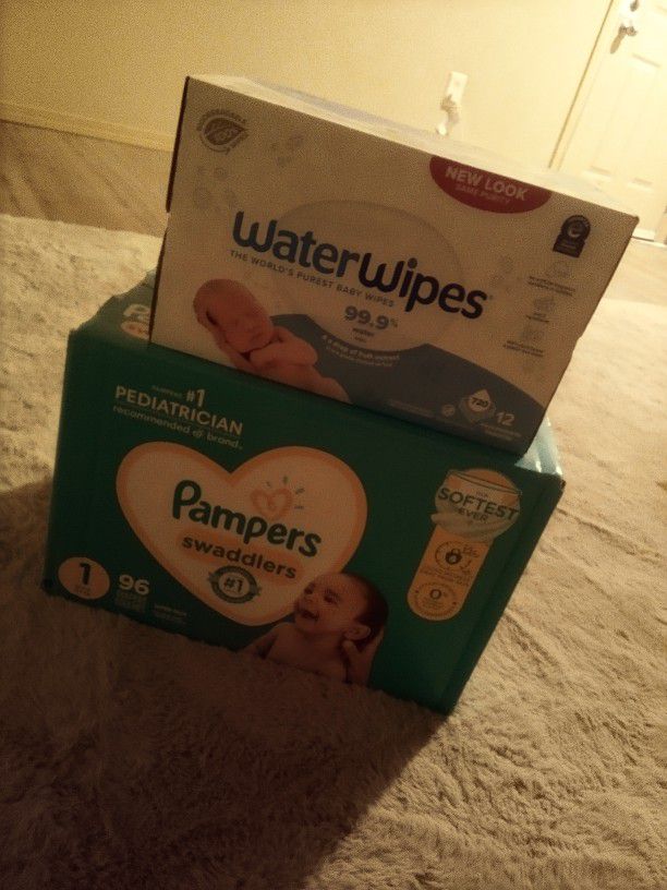 Pampers Diapers (Size 1) + Wipes !! 