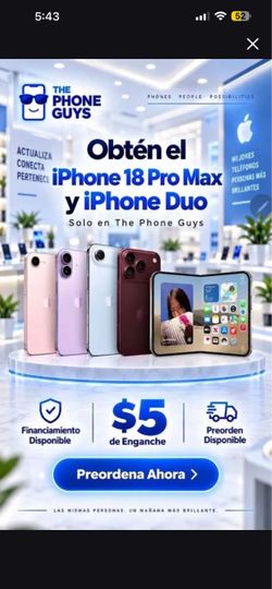 ¡YA DISPONIBLE! - APPLE SERIE 18 DESBLOQUEADO - 5 DÓLARES DE PAGO INICIAL, ¡SIN NECESIDAD DE CRÉDITO!