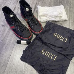 Gucci Men’s Black Leather High Top Shoes 🖤💥