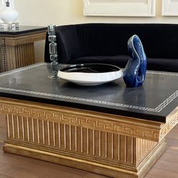 Greek Key Coffee And End Table Modern Gold 