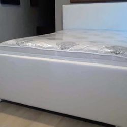 $400 Queen Bed Frame With Mattress And Box-spring New In Plastic Free Delivery 