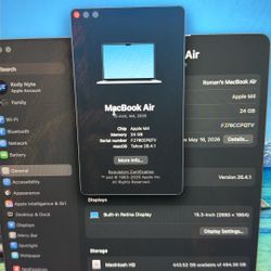 Almost Brand New MacBook Air M4 15” 24GB RAM 512 SSD