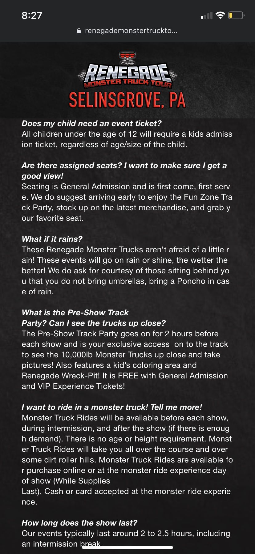 Renegade Monster Trucks World Tour Tickets