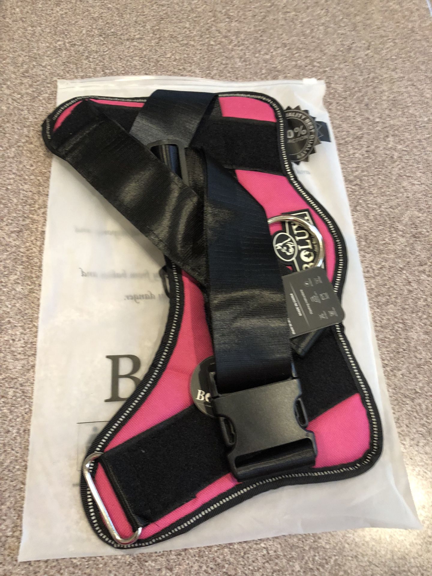 Large pink dog harness new never used